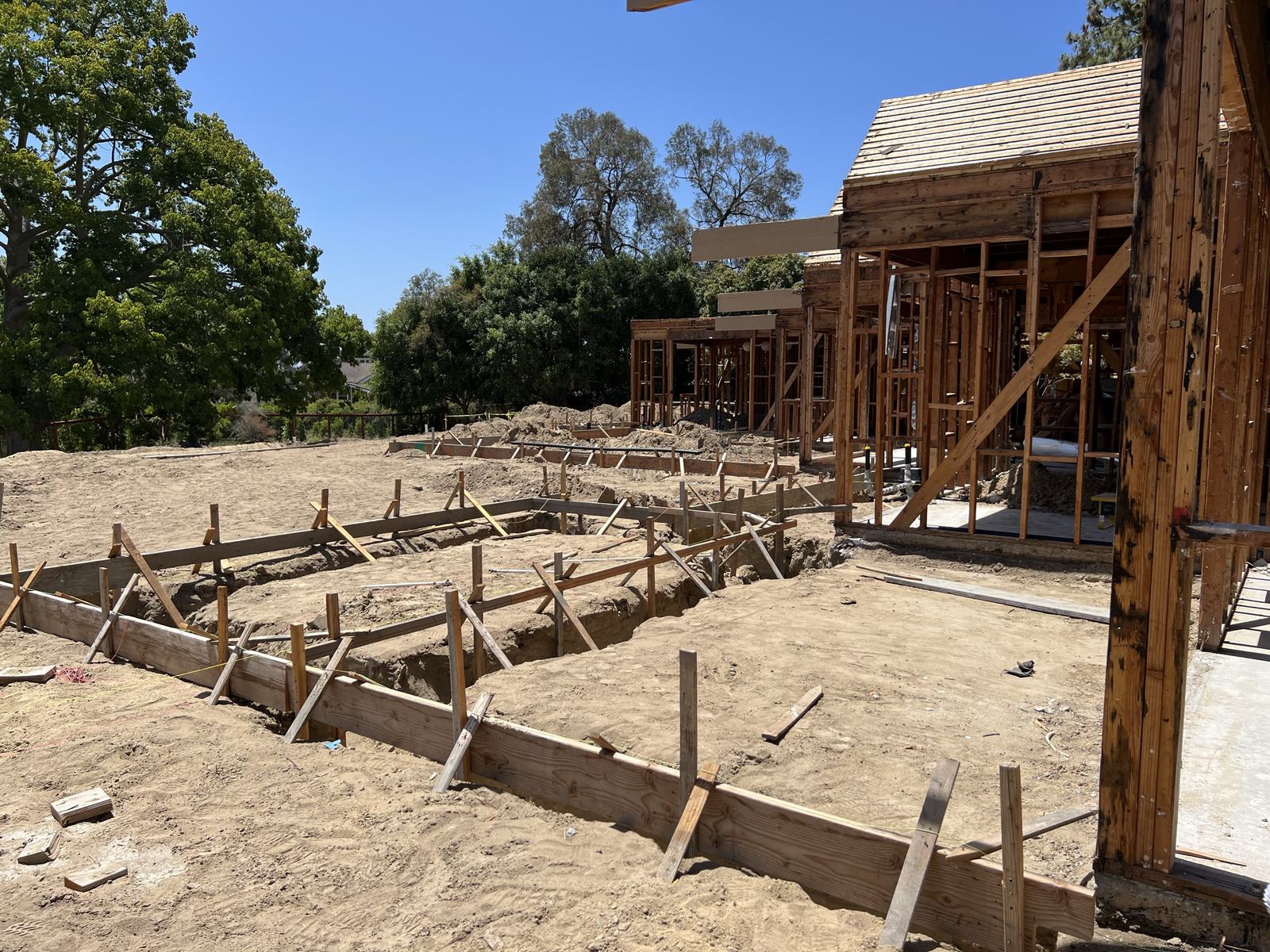 Continuous footing forms laid out around the house