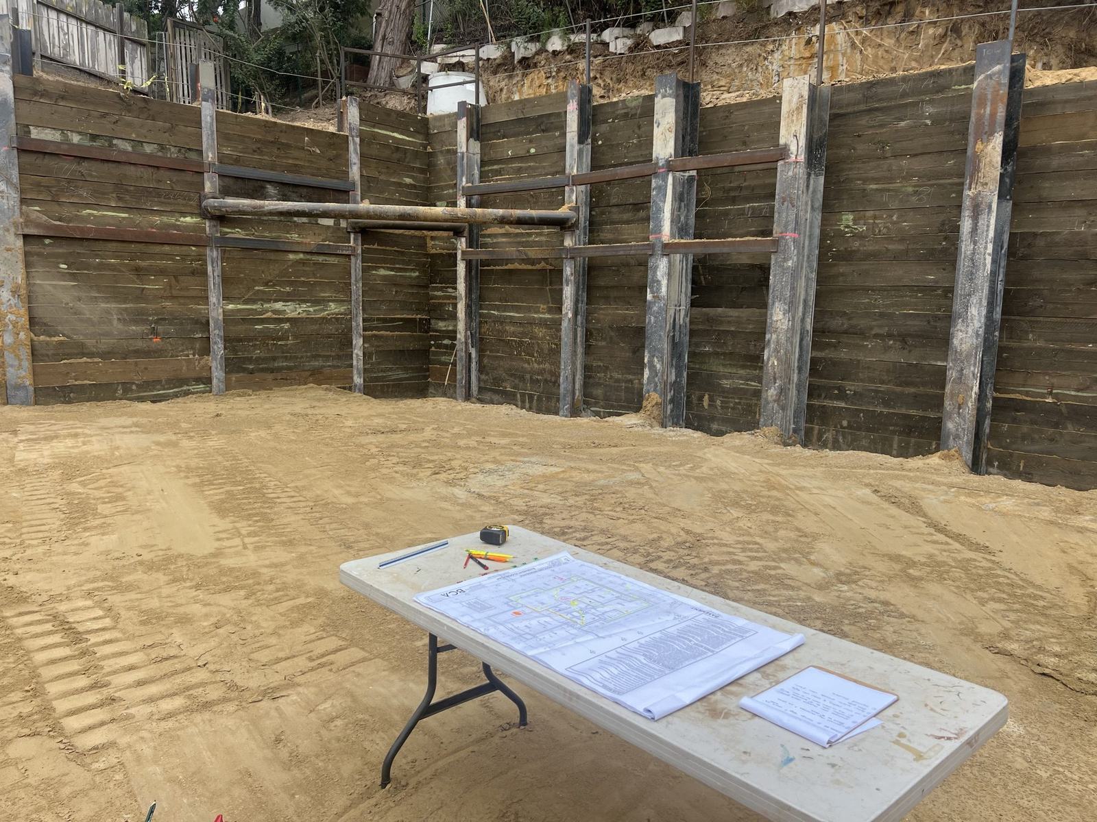 Shored hillside excavation with soldier pile and lagging, Del Mar — 4x8 Construction