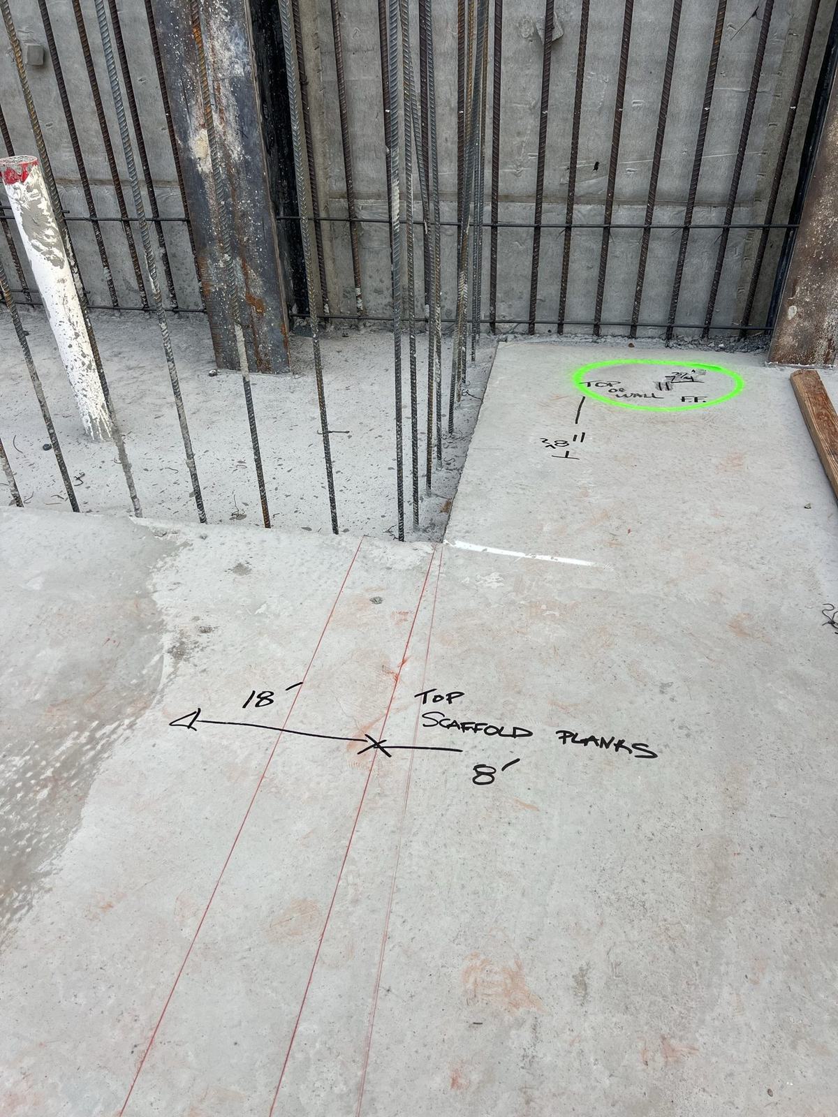Wall layout marked on the finished slab