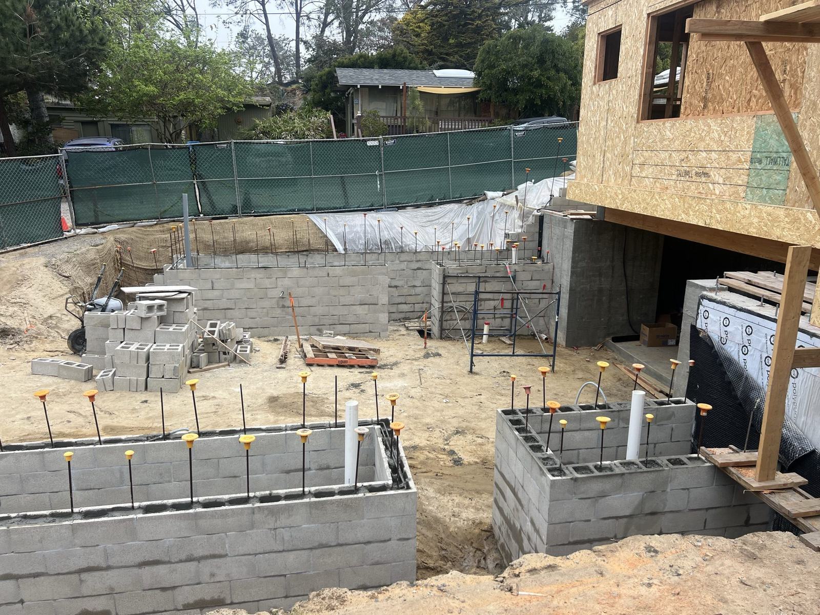 CMU stem walls laid on the completed footings